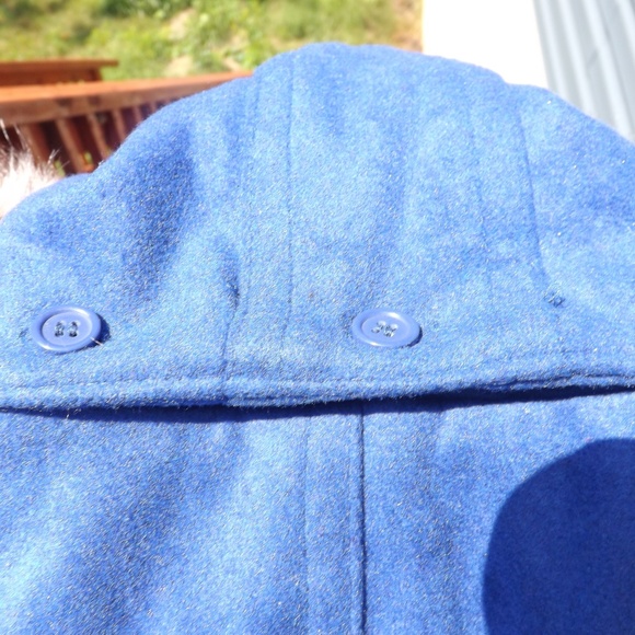 DeliA*s blue double breasted fur hood zipper coat - Picture 4 of 8